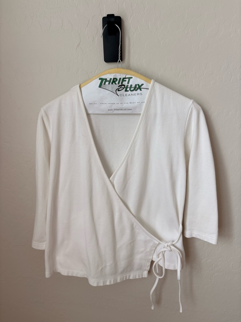 St. John's Bay Cream Wrap Tie V-Neck Top